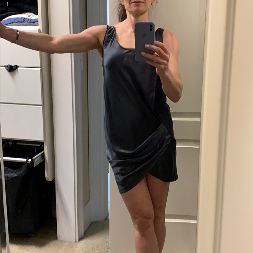 Helmut Lang charcoal satin mini dress